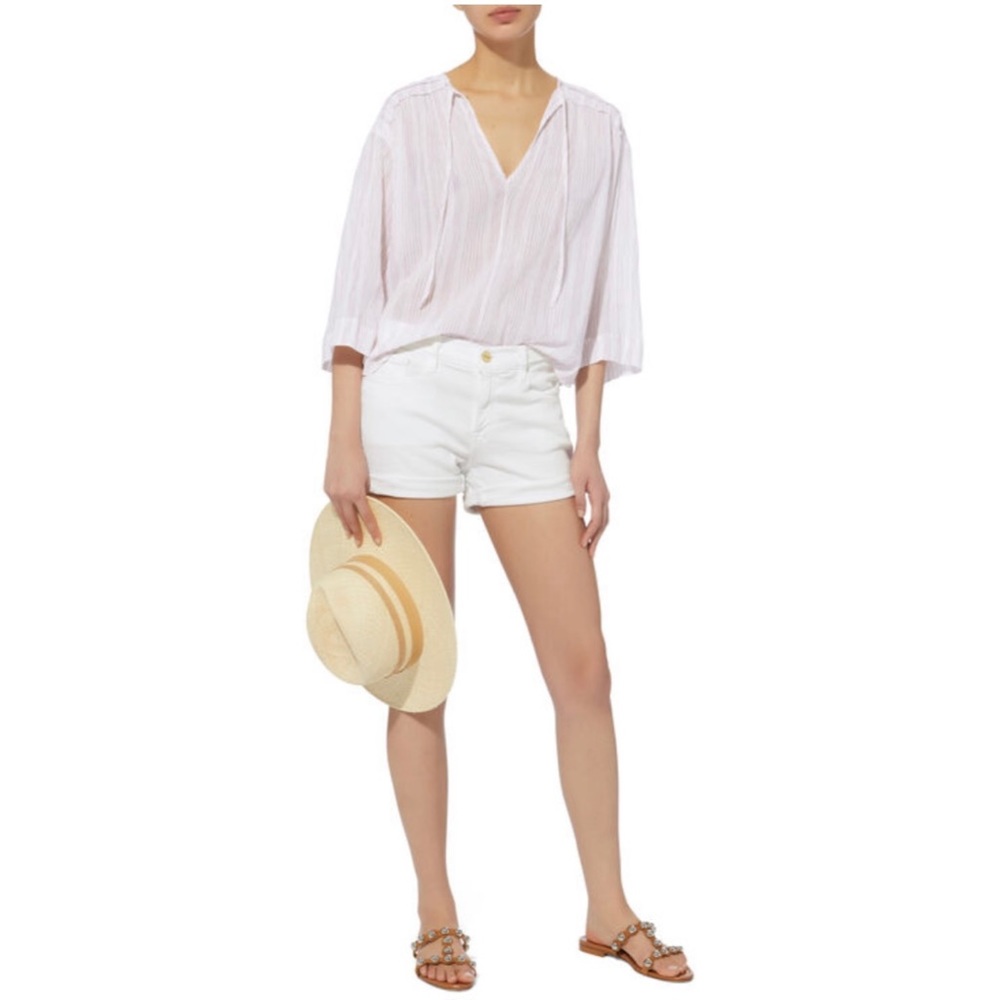 FRAME‎ Le Cut-Off White Denim Shorts